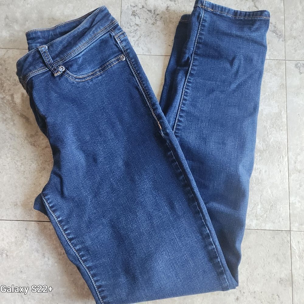 71 Maurices skinny denim jeggings stretch jeans women's large dark wash